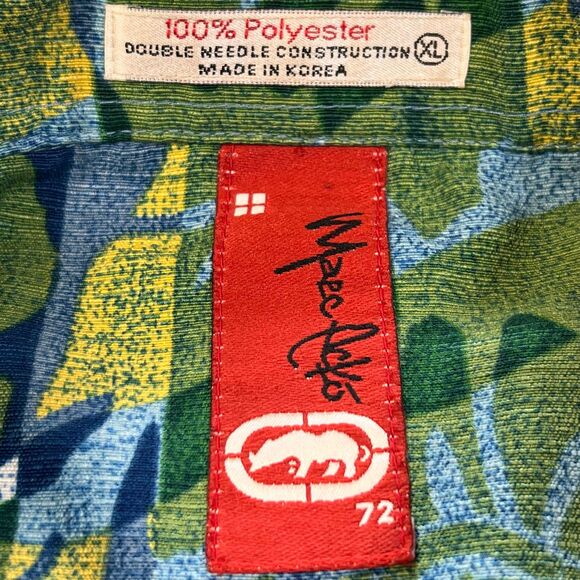 Marc Ecko XL Hawaiian Print Shirt Green - Picture 6 of 7